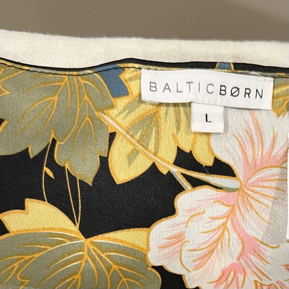 Baltic Born Black Floral High-Low Wrap Dress with Pink & Gold Blooms - Picture 4 of 4